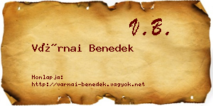 Várnai Benedek névjegykártya